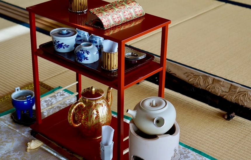 優待価格煎茶道具　松風棚　組み立て式 木工、竹工芸